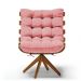 Poltrona Giratória Costela Suede Rosê Base Madeira MA25 - D'Rossi