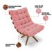 Poltrona Giratória Costela Suede Rosê Base Madeira MA25 - D'Rossi