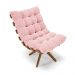 Poltrona Giratória Costela Suede Rosa bebê Base Madeira MA25 - D'Rossi