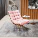 Poltrona Giratória Costela Suede Rosa bebê Base Madeira MA25 - D'Rossi