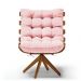 Poltrona Giratória Costela Suede Rosa bebê Base Madeira MA25 - D'Rossi
