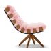 Poltrona Giratória Costela Suede Rosa bebê Base Madeira MA25 - D'Rossi