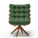 Poltrona Giratória Costela Suede Verde Base Madeira MA25 - D'Rossi