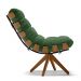 Poltrona Giratória Costela Suede Verde Base Madeira MA25 - D'Rossi