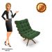 Poltrona Giratória Costela Suede Verde Base Madeira MA25 - D'Rossi