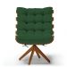Poltrona Giratória Costela Veludo Verde Base Madeira MA25 - D'Rossi