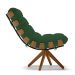 Poltrona Giratória Costela Veludo Verde Base Madeira MA25 - D'Rossi