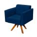 Poltrona Giratória Elisa Suede Azul Marinho Base Madeira MM30 D'Rossi
