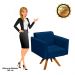 Poltrona Giratória Elisa Suede Azul Marinho Base Madeira MM30 D'Rossi