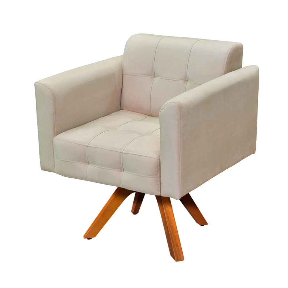 Poltrona Giratória Elisa Suede Base Madeira MM30 D'Rossi