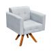 Poltrona Giratória Elisa Suede Cinza Base Madeira MM30 D'Rossi