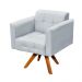 Poltrona Giratória Elisa Suede Cinza Base Madeira MM30 D'Rossi