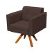 Poltrona Giratória Elisa Suede Marrom Base Madeira MM30 D'Rossi