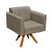 Poltrona Giratória Elisa Suede Marrom Rato Base Madeira MM30 D'Rossi