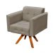 Poltrona Giratória Elisa Suede Marrom Rato Base Madeira MM30 D'Rossi