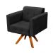 Poltrona Giratória Elisa Suede Preto Base Madeira MM30 D'Rossi