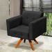 Poltrona Giratória Elisa Suede Preto Base Madeira MM30 D'Rossi