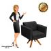 Poltrona Giratória Elisa Suede Preto Base Madeira MM30 D'Rossi