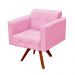 Poltrona Giratória Elisa Suede Rosa Bebê Base Madeira MM30 D'Rossi