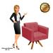 Poltrona Giratória Elisa Suede Rose Base Madeira MM30 D'Rossi