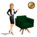 Poltrona Giratória Elisa Suede Verde Base Madeira MM30 D'Rossi