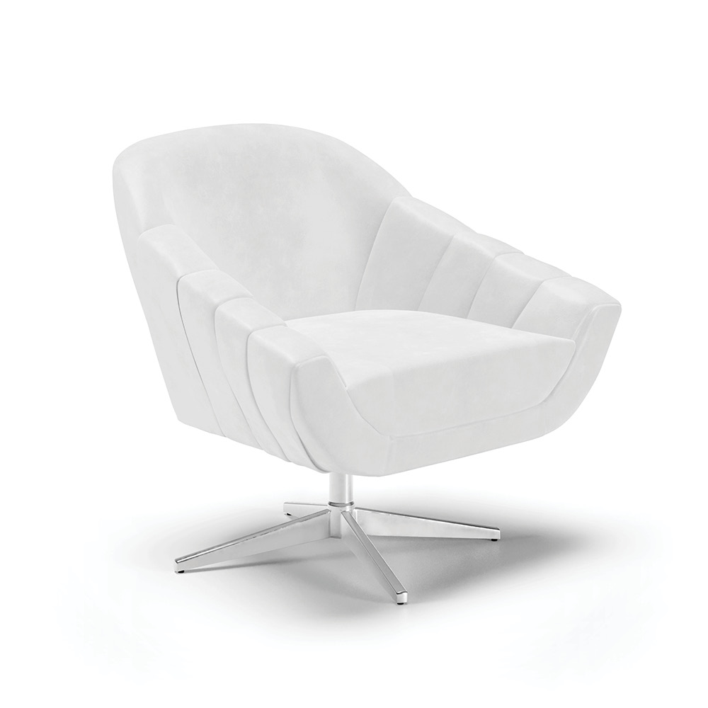 Poltrona Giratória Giovana Corano Branco Base Cromada - D'Rossi