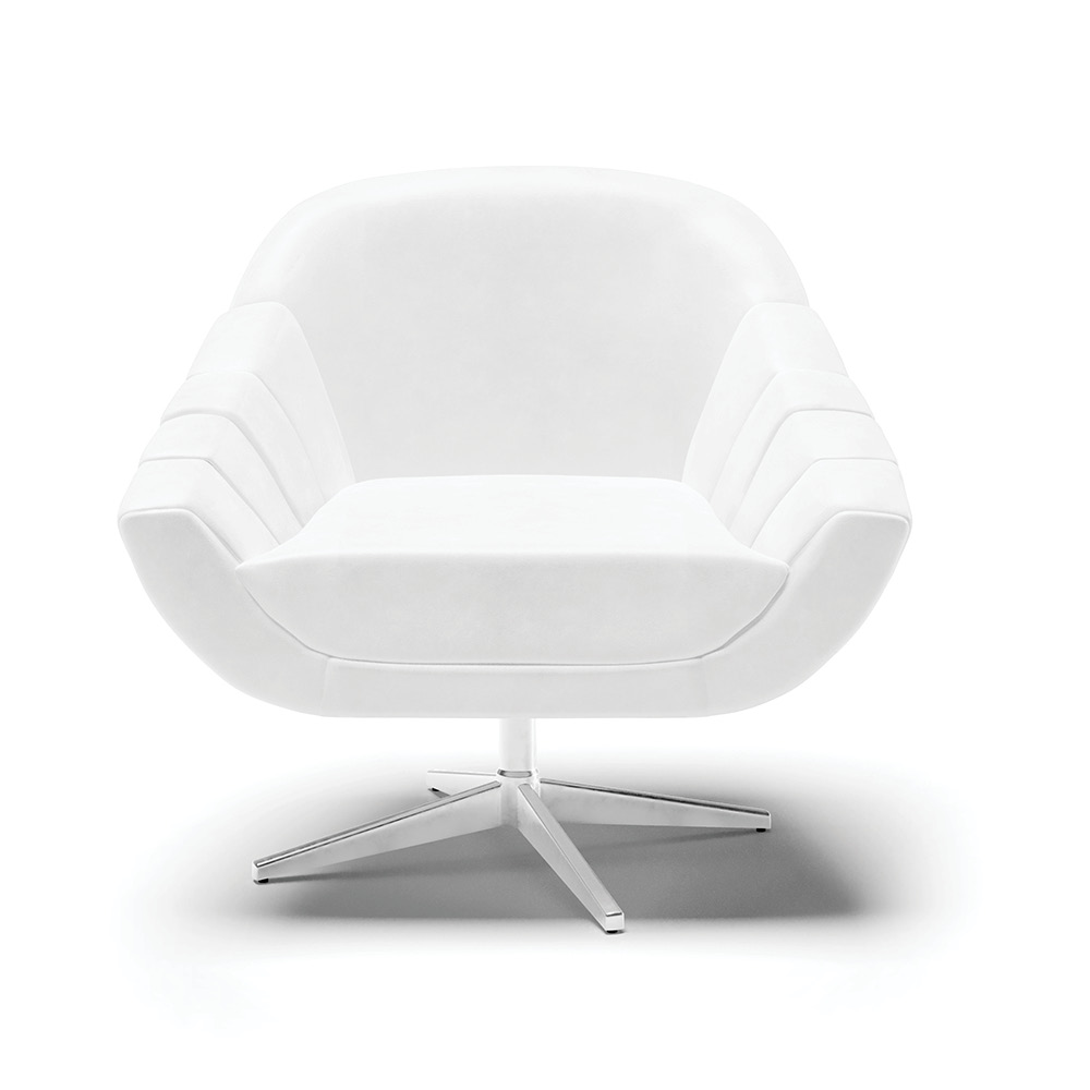 Poltrona Giratória Giovana Corano Branco Base Cromada - D'Rossi