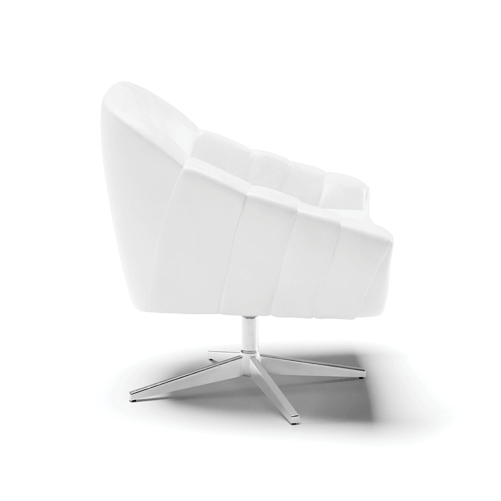 Poltrona Giratória Giovana Corano Branco Base Cromada - D'Rossi