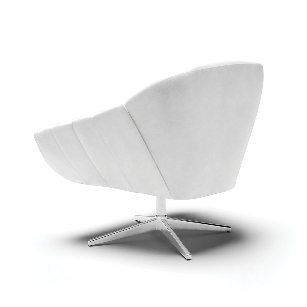 Poltrona Giratória Giovana Corano Branco Base Cromada - D'Rossi