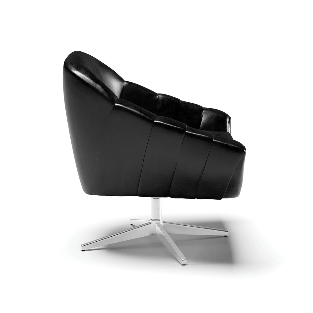 Poltrona Giratória Giovana Corano Preto Base Cromada - D'Rossi
