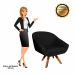 Poltrona Giratória Giovana Linho Preto A79 Base Madeira MM30 D'Rossi