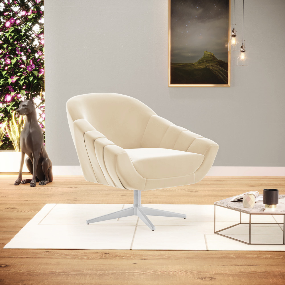 Poltrona Giratória Giovana Suede Base Cromada - D'Rossi