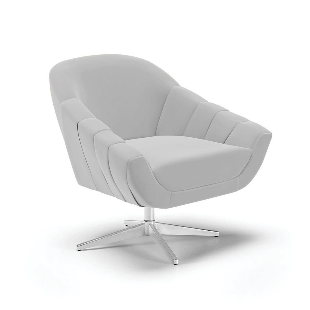 Poltrona Giratória Giovana Suede Cinza Base Cromada - D'Rossi