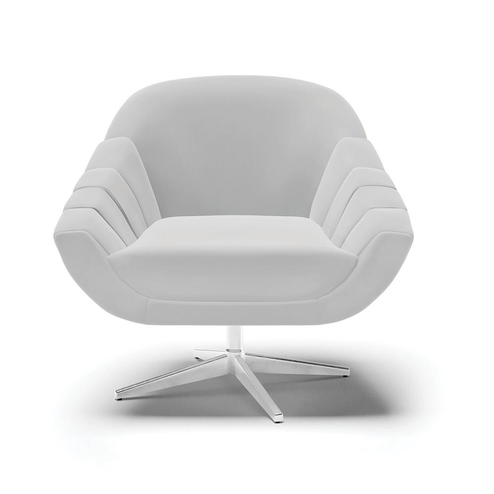 Poltrona Giratória Giovana Suede Cinza Base Cromada - D'Rossi