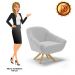 Poltrona Giratória Giovana Suede Cinza Base Madeira MA30 - D'Rossi