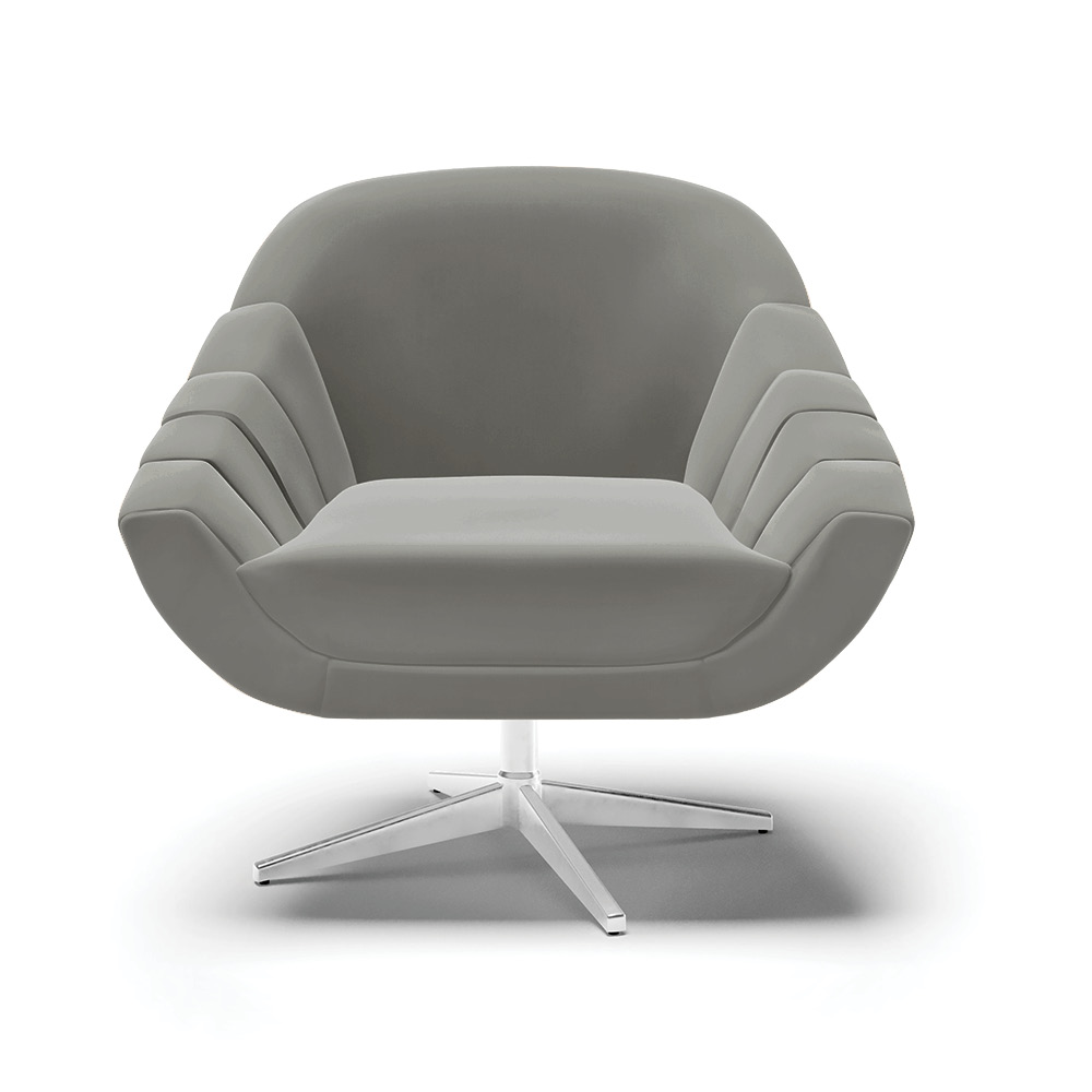 Poltrona Giratória Giovana Suede Grafite Base Cromada - D'Rossi