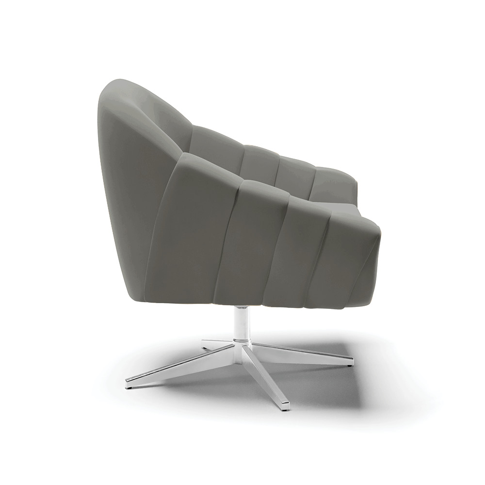 Poltrona Giratória Giovana Suede Grafite Base Cromada - D'Rossi