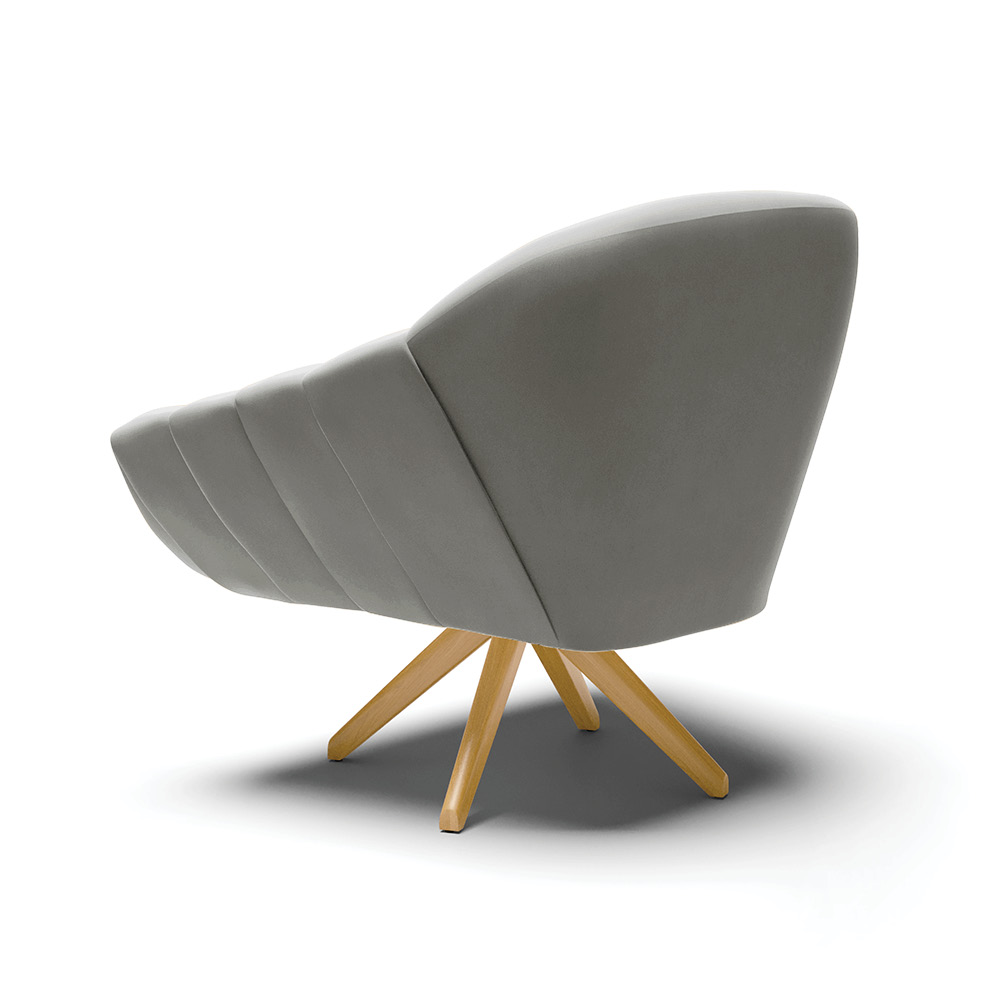 Poltrona Giratória Giovana Suede Grafite Base Madeira MA30 - D'Rossi