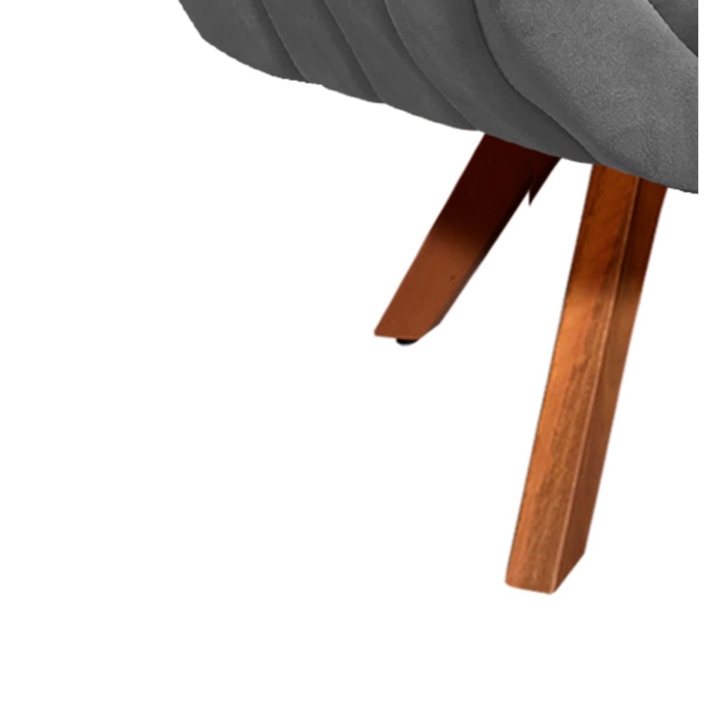 Poltrona Giratória Giovana Suede Grafite Base Madeira MM30 D'Rossi