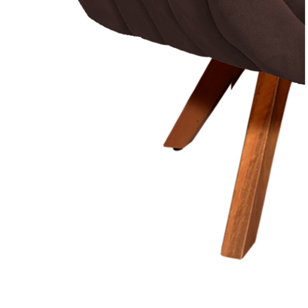 Poltrona Giratória Giovana Suede Marrom Base Madeira MM30 D'Rossi