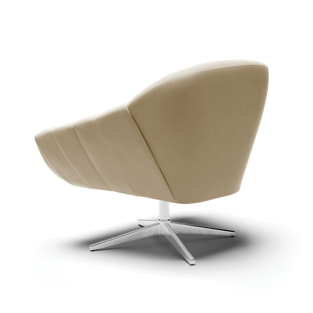 Poltrona Giratória Giovana Suede Marrom Rato Base Cromada - D'Rossi