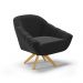 Poltrona Giratória Giovana Suede Preto Base Madeira MA30 - D'Rossi