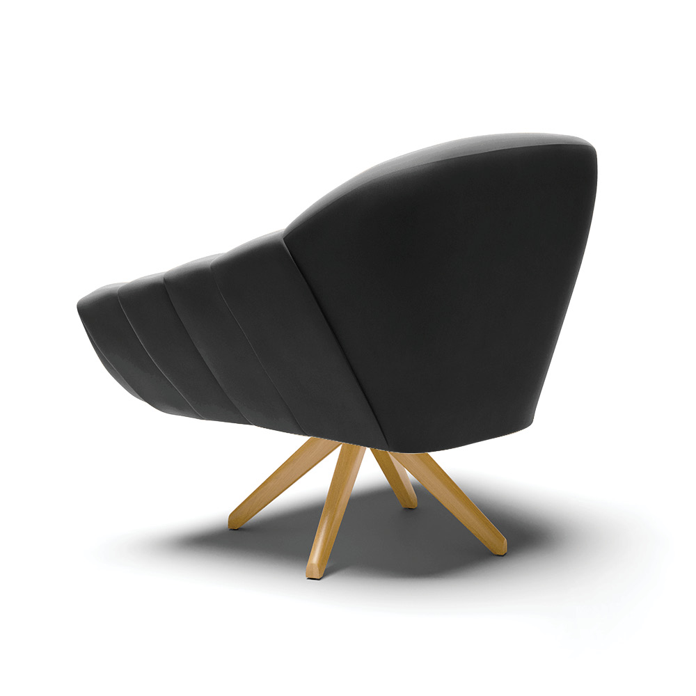 Poltrona Giratória Giovana Suede Preto Base Madeira MA30 - D'Rossi