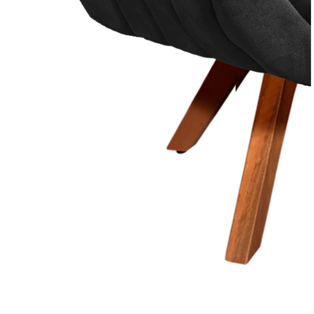 Poltrona Giratória Giovana Suede Preto Base Madeira MM30 D'Rossi