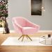 Poltrona Giratória Giovana Suede Rosa Bebê Base Madeira MA30 - D'Rossi