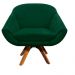 Poltrona Giratória Giovana Suede Verde Base Madeira MM30 D'Rossi