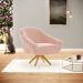 Poltrona Giratória Giovana Veludo Rosê Base Madeira MA30 - D'Rossi