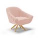 Poltrona Giratória Giovana Veludo Rosê Base Madeira MA30 - D'Rossi