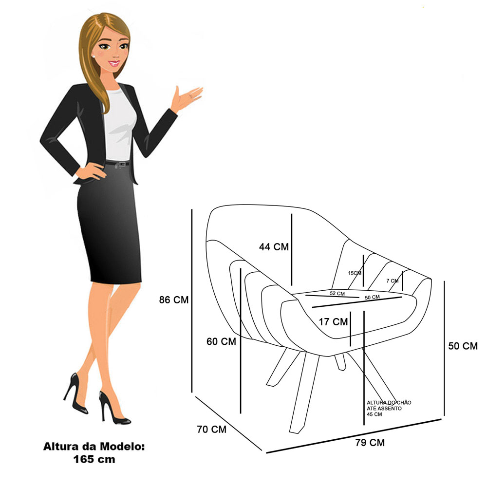 Poltrona Giratória Giovana Veludo Rosê Base Madeira MA30 - D'Rossi