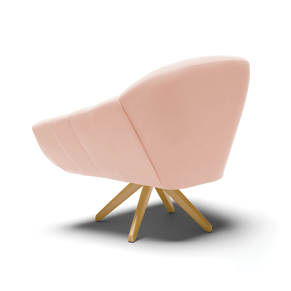 Poltrona Giratória Giovana Veludo Rosê Base Madeira MA30 - D'Rossi